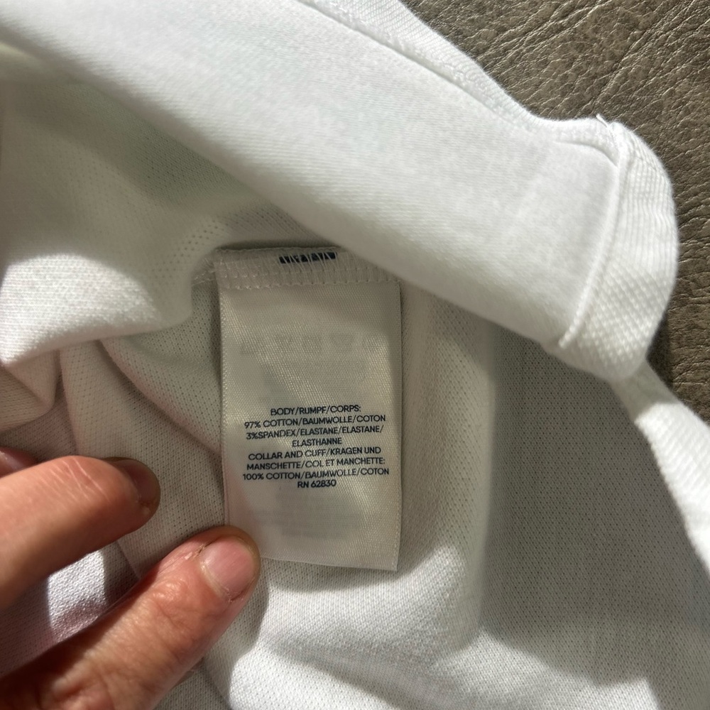 Lands End Womens Polo Rainbow Collared White Cotton Shirt Classic Costal 2XL - Picture 7 of 9